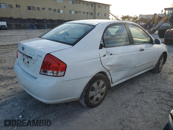 2009 Kia Spectra EX with VIN KNAFE221195630944, listed as a Copart auction lot 42291345 with 83,269 mi miles and Salvage Title. Bid and sale history available at DreamBid. Image 3.
