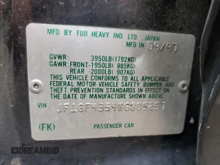 1998 Subaru Impreza L with VIN JF1GF4354WG805257, listed as a Copart auction lot 73696134 with 141,441 mi miles and Salvage title. Bid and sale history available at DreamBid. Image 12.