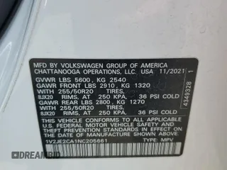 2022 Volkswagen Atlas SE с VIN 1V2JE2CA1NC205661, выставлен на аукционе Copart как лот 57092015 с пробегом 50 936 миль миль и Списание • Salvage title. История ставок и продаж доступна на DreamBid. Изображение 14.