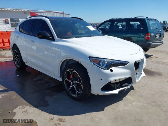 2023 Alfa Romeo Stelvio Ti with VIN ZASPAKBN4P7D63524, listed as a IAAI auction lot 41626631 with 37,731 mi miles. Bid and sale history available at carsss.com. Image 1.