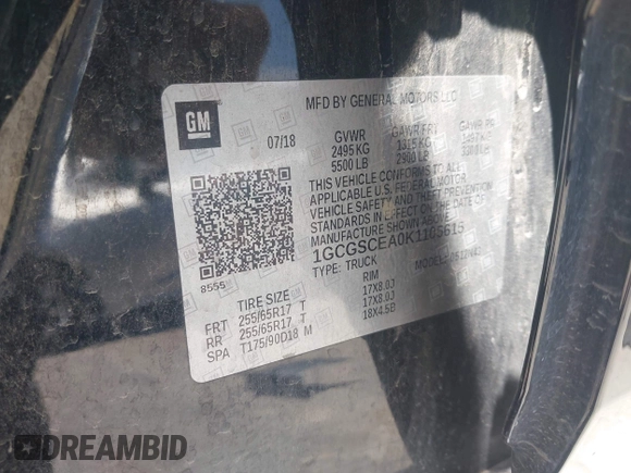 2019 Chevrolet Colorado 2WD LT z VIN 1GCGSCEA0K1105615, wystawiony jako IAAI lot #42279569 z przebiegiem 178 329 mil mil oraz . Historia ofert i sprzedaży dostępna na DreamBid. Obrazek 9.