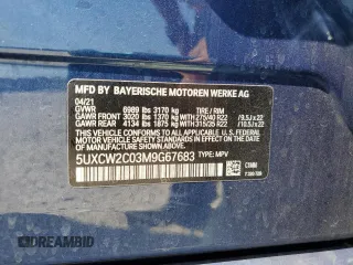 2021 BMW X7 xDrive40i with VIN 5UXCW2C03M9G67683, listed as a Copart auction lot 50649965 with 31,689 mi miles and Salvage Title. Bid and sale history available at carsss.com. Image 13.