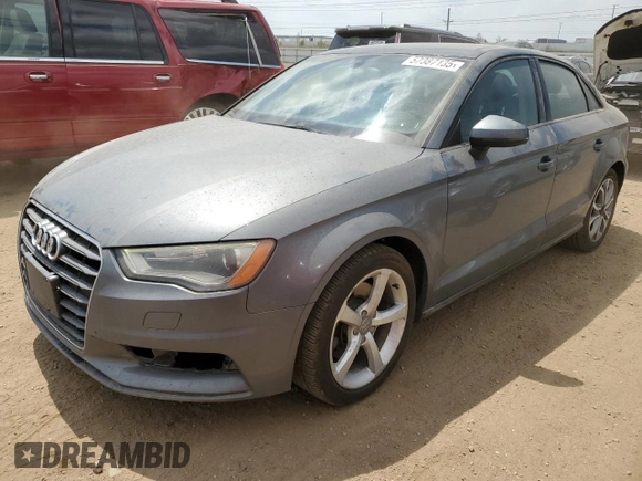 2015 Audi A3 Premium with VIN WAUACGFF3F1002003, listed as a Copart auction lot 57387135 with 174,993 mi miles and Salvage title. Bid and sale history available at DreamBid. Image 1.