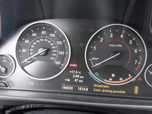 2013 BMW 3 Series 328i with VIN WBA3C1G52DNN93698, listed as a IAAI auction lot 41673985 with 160,233 mi miles and . Bid and sale history available at DreamBid. Image 7.