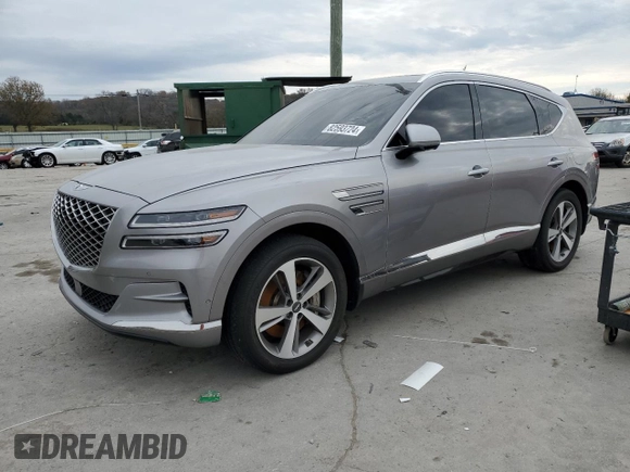 2021 Genesis GV80 with VIN KMUHCESC9MU064855, listed as a Copart auction lot 82593724 with 111,456 mi miles and Salvage title. Bid and sale history available at DreamBid. Image 1.