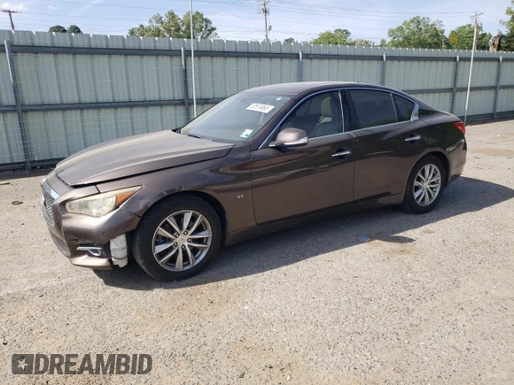 2014 Infiniti Q50 Premium with VIN JN1BV7AR7EM688839, listed as a Copart auction lot 53574965 with 157,861 mi miles and Clean Title. Bid and sale history available at carsss.com. Image 1.