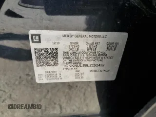 2020 GMC Acadia SLT with VIN 1GKKNULS5LZ151452, listed as a Copart auction lot 57379345 with 90,606 mi miles and Salvage title. Bid and sale history available at DreamBid. Image 12.