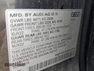 2019 Audi Q8 Prestige with VIN WA1FVAF10KD040943, listed as a Copart auction lot 54620815 with 80,399 mi miles and Clean title. Bid and sale history available at DreamBid. Image 14.
