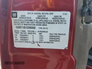 2002 Oldsmobile Bravada z VIN 1GHDT13S122365932, wystawiony jako Copart lot #66519514 z przebiegiem 112 322 mil mil oraz Szkody całkowita. Historia ofert i sprzedaży dostępna na DreamBid. Obrazek 13.