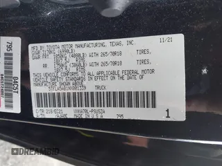 2022 Toyota Tundra 2WD SR5 with VIN 5TFLA5AB1NX001339, listed as a IAAI auction lot 40515694 with 47,644 mi miles. Bid and sale history available at carsss.com. Image 9.