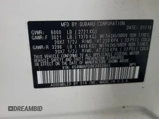 2019 Subaru Ascent Limited с VIN 4S4WMAPD0K3453965, выставлен на аукционе Copart как лот 51654945 с пробегом 123 298 миль миль и Списание • Salvage title. История ставок и продаж доступна на DreamBid. Изображение 15.