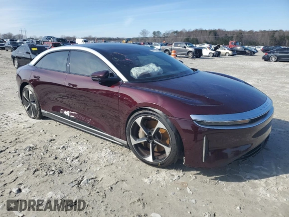 2023 Lucid Air Touring with VIN 50EA1TEA2PA001462, listed as a Copart auction lot 88157855 with 0 mi miles and Salvage Title. Bid and sale history available at carsss.com. Image 4.