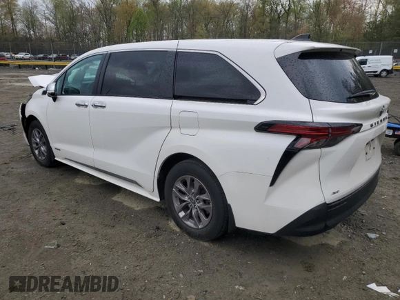 2021 Toyota Sienna LE with VIN 5TDKSKFC1MS013343, listed as a Copart auction lot 53263885 with 41,805 mi miles and Salvage title. Bid and sale history available at DreamBid. Image 2.