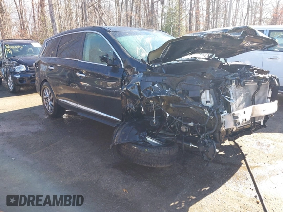 2015 Infiniti QX60 with VIN 5N1AL0MM5FC500781, listed as a IAAI auction lot 41850668 with 104,811 mi miles. Bid and sale history available at carsss.com. Image 1.