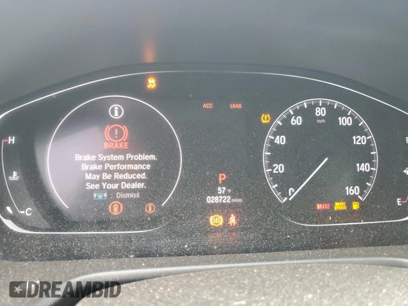 2020 Honda Accord EX-L with VIN 1HGCV2F52LA003155, listed as a Copart auction lot 57173685 with 28,722 mi miles and Salvage title. Bid and sale history available at DreamBid. Image 9.