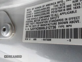 2006 Honda Element EX with VIN 5J6YH28666L012736, listed as a IAAI auction lot 41664722 with 280,947 mi miles and . Bid and sale history available at DreamBid. Image 9.