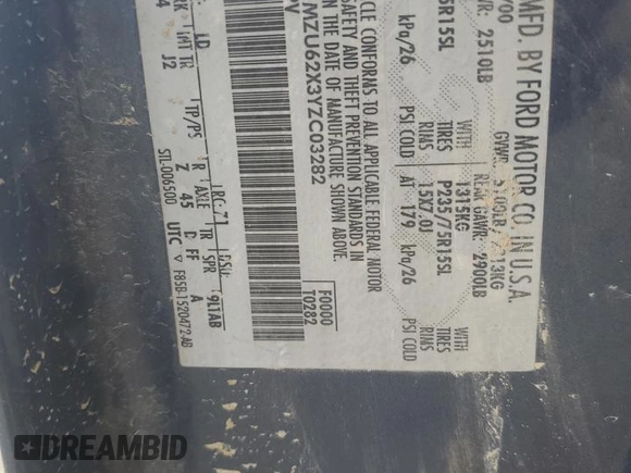 2000 Ford Explorer XLS z VIN 1FMZU62X3YZC03282, wystawiony jako Copart lot #45775715 z przebiegiem 187 709 mil mil oraz Szkoda całkowita • Salvage title. Historia ofert i sprzedaży dostępna na DreamBid. Obrazek 12.