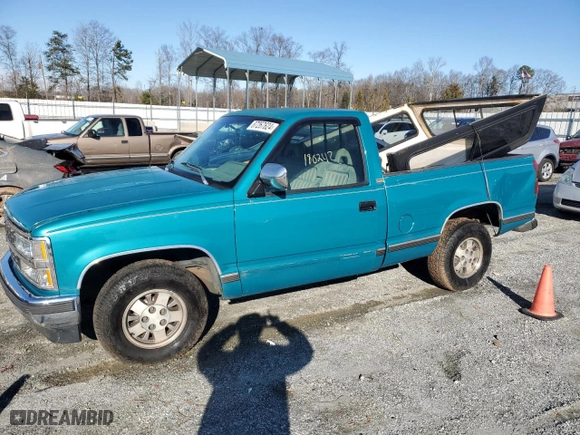 1993 Chevrolet C/K 1500 with VIN 1GCDC14K2PZ160171, listed as a Copart auction lot 87267624 with 180,242 mi miles and Salvage Title. Bid and sale history available at carsss.com. Image 1.