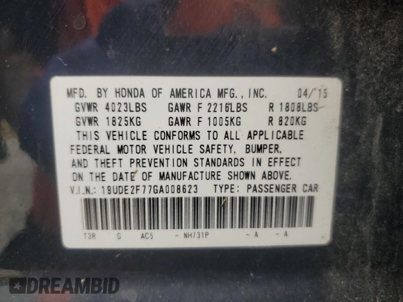 2016 Acura ILX Premium with VIN 19UDE2F77GA008623, listed as a Copart auction lot 64170805 with 132,734 mi miles and Salvage title. Bid and sale history available at DreamBid. Image 13.