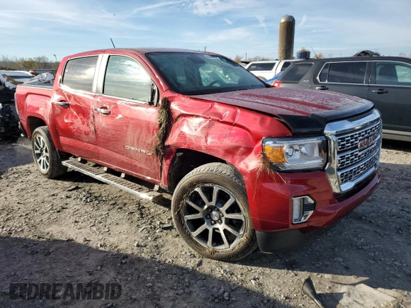 2021 GMC Canyon 2WD Denali with VIN 1GTG5EEN7M1254810, listed as a Copart auction lot 84808244 with 32,726 mi miles and Salvage Title. Bid and sale history available at carsss.com. Image 4.