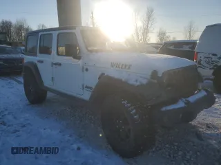 2021 Jeep Wrangler Unlimited Willys with VIN 1C4HJXDN9MW831580, listed as a Copart auction lot 87235714 with 42,442 mi miles and Non Repairable. Bid and sale history available at DreamBid. Image 4.