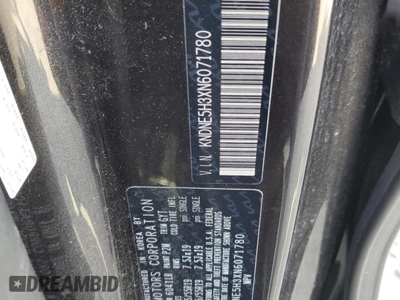 2022 Kia Carnival SX Prestige with VIN KNDNE5H3XN6071780, listed as a Copart auction lot 46514005 with 70,974 mi miles and Salvage Title. Bid and sale history available at DreamBid. Image 14.
