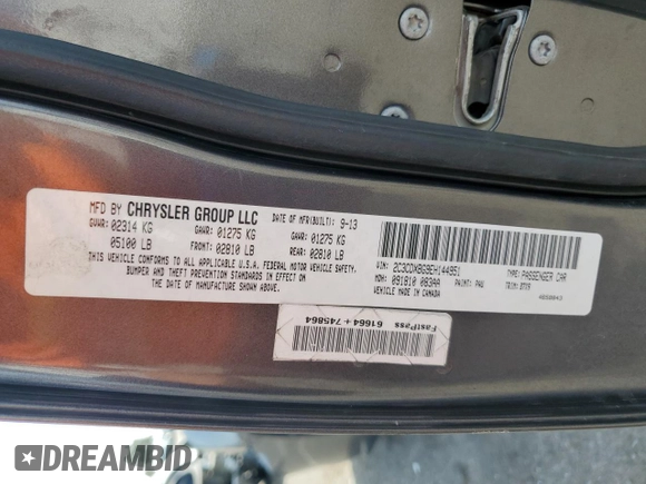 2014 Dodge Charger SE with VIN 2C3CDXBG9EH144951, listed as a Copart auction lot 54568475 with 199,942 mi miles and Salvage Title. Bid and sale history available at carsss.com. Image 12.