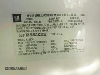 2008 Cadillac Escalade EXT z VIN 3GYFK62828G128252, wystawiony jako IAAI lot #41409193 z przebiegiem 151 328 mil mil oraz . Historia ofert i sprzedaży dostępna na DreamBid. Obrazek 9.