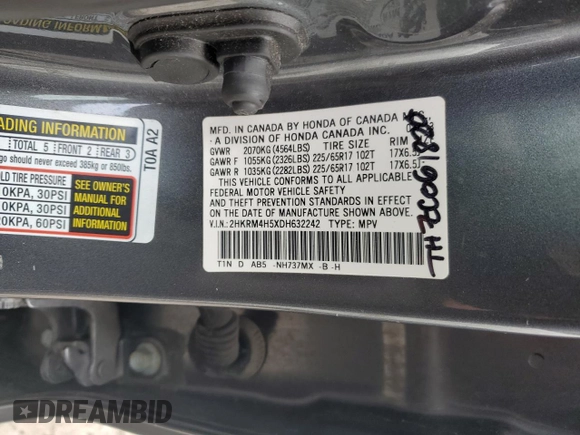 2013 Honda CR-V EX with VIN 2HKRM4H5XDH632242, listed as a Copart auction lot 51106325 with 108,540 mi miles and Salvage Title. Bid and sale history available at carsss.com. Image 15.