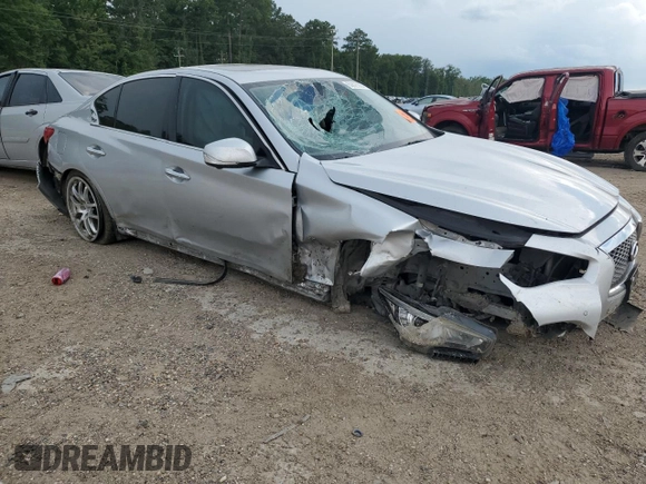2014 Infiniti Q50 Premium with VIN JN1BV7AP9EM681650, listed as a Copart auction lot 62825004 with 136,959 mi miles and Salvage title. Bid and sale history available at DreamBid. Image 4.