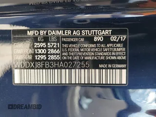 2017 Mercedes-Benz S 550 with VIN WDDXJ8FB3HA027255, listed as a Copart auction lot 51204354 with Not provided miles and Salvage title. Bid and sale history available at DreamBid. Image 13.