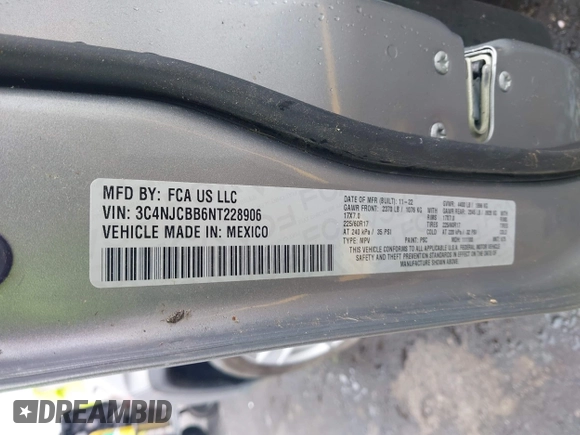 2022 Jeep Compass Latitude с VIN 3C4NJCBB6NT228906, выставлен на аукционе IAAI как лот 42340616 с пробегом 30 336 миль миль и . История ставок и продаж доступна на DreamBid. Изображение 9.
