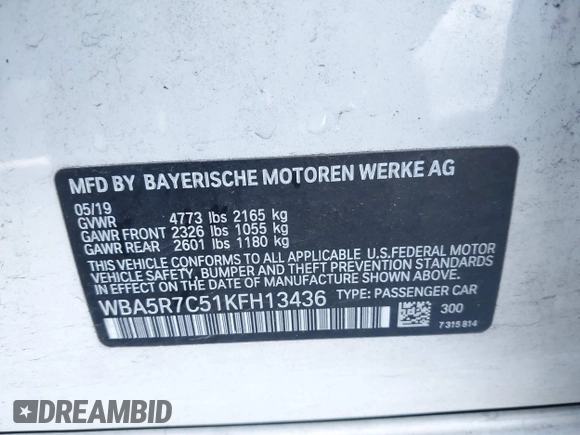 2019 BMW 3 Series 330i xDrive with VIN WBA5R7C51KFH13436, listed as a IAAI auction lot 41674961 with 40,672 mi miles. Bid and sale history available at carsss.com. Image 9.