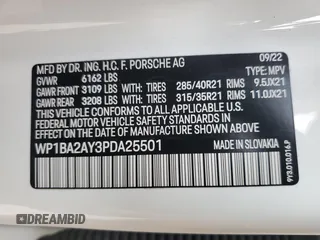 2023 Porsche Cayenne с VIN WP1BA2AY3PDA25501, выставлен на аукционе Copart как лот 73427414 с пробегом 45 442 миль миль и Списание • Salvage title. История ставок и продаж доступна на DreamBid. Изображение 13.