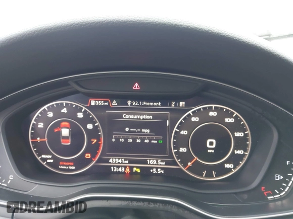 2017 Audi A4 with VIN WAUPNAF49HA176712, listed as a IAAI auction lot 41447809 with 43,941 mi miles and . Bid and sale history available at DreamBid. Image 7.