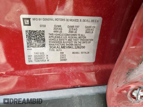 2019 GMC Terrain SLE с VIN 3GKALMEV9KL126200, выставлен на аукционе Copart как лот 57212345 с пробегом 102 374 миль миль и Списание • Salvage title. История ставок и продаж доступна на DreamBid. Изображение 12.
