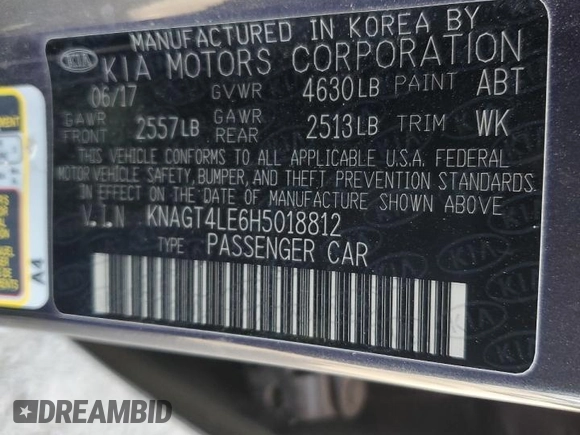 2017 Kia Optima z VIN KNAGT4LE6H5018812, wystawiony jako Copart lot #59236785 z przebiegiem 111 117 mil mil oraz Czysty tytuł • Clean title. Historia ofert i sprzedaży dostępna na DreamBid. Obrazek 12.