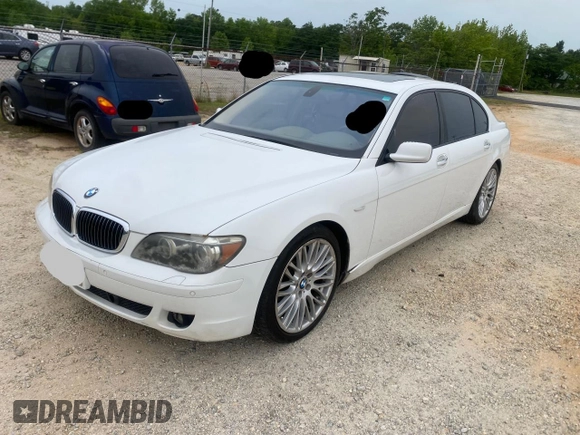 2007 BMW 7 Series 750Li with VIN WBAHN83547DT65694, listed as a Copart auction lot 56299075 with 167,510 mi miles and Clean Title. Bid and sale history available at DreamBid. Image 2.