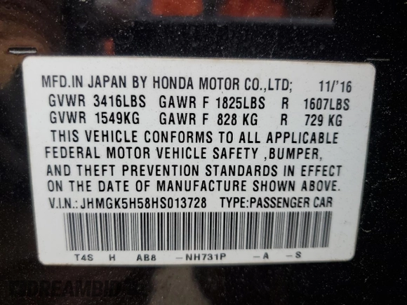 2017 Honda Fit LX with VIN JHMGK5H58HS013728, listed as a Copart auction lot 48789895 with 42,041 mi miles and Salvage Title. Bid and sale history available at carsss.com. Image 12.
