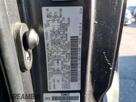 2011 Toyota Tacoma with VIN 5TFPX4EN7BX001940, listed as a Copart auction lot 82159844 with 0 mi miles and Salvage Title. Bid and sale history available at carsss.com. Image 12.