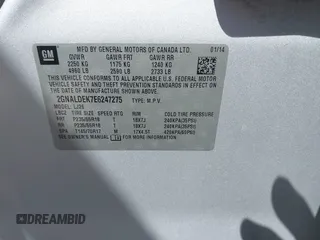 2014 Chevrolet Equinox LTZ with VIN 2GNALDEK7E6247275, listed as a IAAI auction lot 41808207 with 136,706 mi miles. Bid and sale history available at carsss.com. Image 9.
