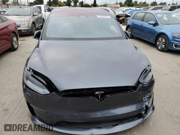 2023 Tesla Model X Plaid with VIN 7SAXCBE62PF405922, listed as a Copart auction lot 53826915 with 1,358 mi miles and Salvage Title. Bid and sale history available at DreamBid. Image 5.