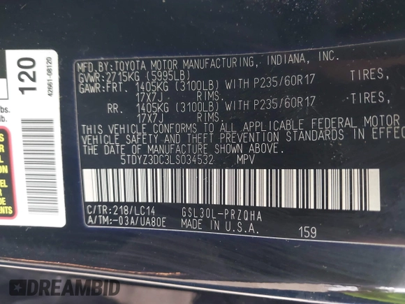 2020 Toyota Sienna XLE Auto Access Seat with VIN 5TDYZ3DC3LS034532, listed as a IAAI auction lot 42086669 with 64,881 mi miles and . Bid and sale history available at DreamBid. Image 9.