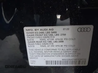 2023 Audi Q5 S line Premium with VIN WA1GAAFY6P2096739, listed as a IAAI auction lot 41699347 with 38,588 mi miles. Bid and sale history available at carsss.com. Image 9.