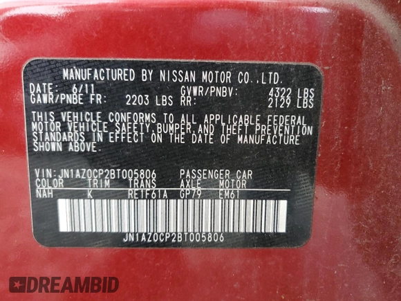 2011 Nissan LEAF SL-e with VIN JN1AZ0CP2BT005806, listed as a Copart auction lot 51286525 with 66,829 mi miles and Clean Title. Bid and sale history available at carsss.com. Image 12.
