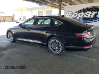 2023 Genesis G80 z VIN KMTGE4S1XPU005594, wystawiony jako Copart lot #59148875 z przebiegiem 20 576 mil mil oraz Nie do naprawy • Non repairable. Historia ofert i sprzedaży dostępna na DreamBid. Obrazek 2.