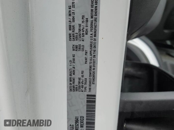2021 Ram ProMaster Cargo with VIN 3C6LRVNG4ME529641, listed as a Copart auction lot 82059754 with 20,297 mi miles and Salvage Title. Bid and sale history available at DreamBid. Image 14.