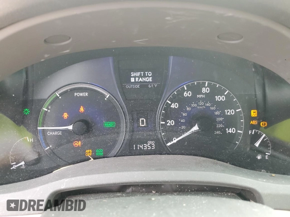 2012 Lexus RX 450h with VIN JTJBC1BA1C2046549, listed as a Copart auction lot 59637875 with 114,353 mi miles and Salvage title. Bid and sale history available at DreamBid. Image 9.