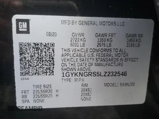 2020 Cadillac XT5 Sport AWD with VIN 1GYKNGRS5LZ232546, listed as a Copart auction lot 84104644 with 25,276 mi miles and Salvage title. Bid and sale history available at DreamBid. Image 15.