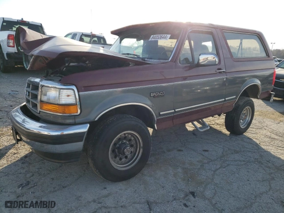 1993 Ford Bronco Custom with VIN 1FMEU15H4PLA44862, listed as a Copart auction lot 84053644 with 96,673 mi miles and Salvage Title. Bid and sale history available at carsss.com. Image 1.